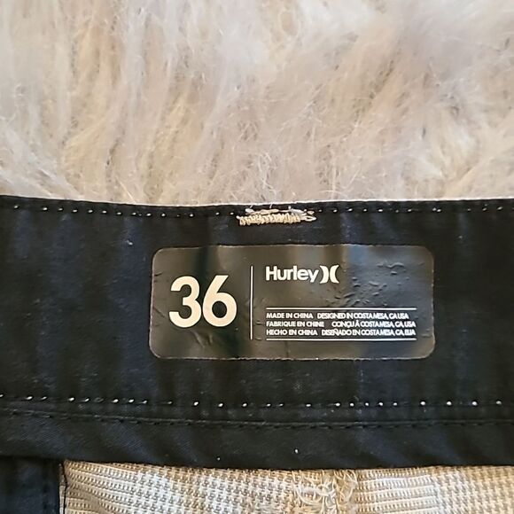 Hurley mens khaki white and black plaid shorts size 36‎ - Picture 5 of 11